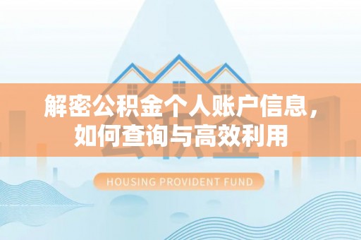 细河解密公积金个人账户信息，如何查询与高效利用