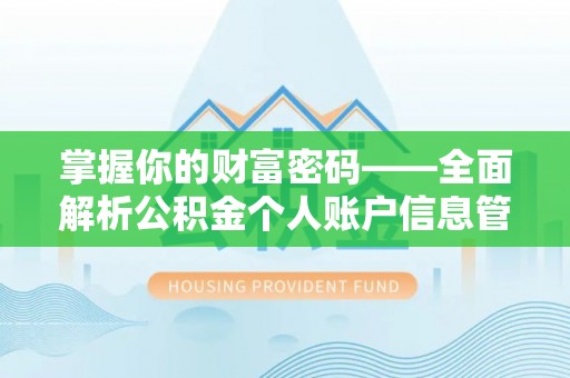 细河掌握你的财富密码——全面解析公积金个人账户信息管理与优化